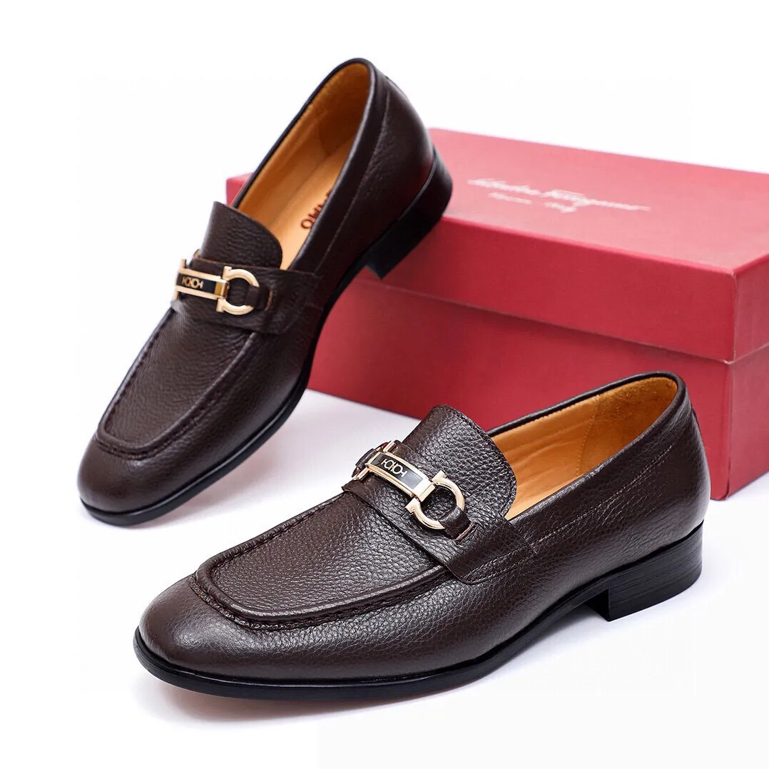 Men's Men's Shoes 💰540 💐[Ferragamo/Ferragamo] New 🐲Ferragamo* Ferragamo classic formal leather shoes! It uses imported first-layer pebbled cowhide leather upper + luxurious hardware buckle, and the inner first-layer comfortable cowhide leather lining! Original wear-resistant rubber outsole! Code number 38-44 (45🉑️customized)